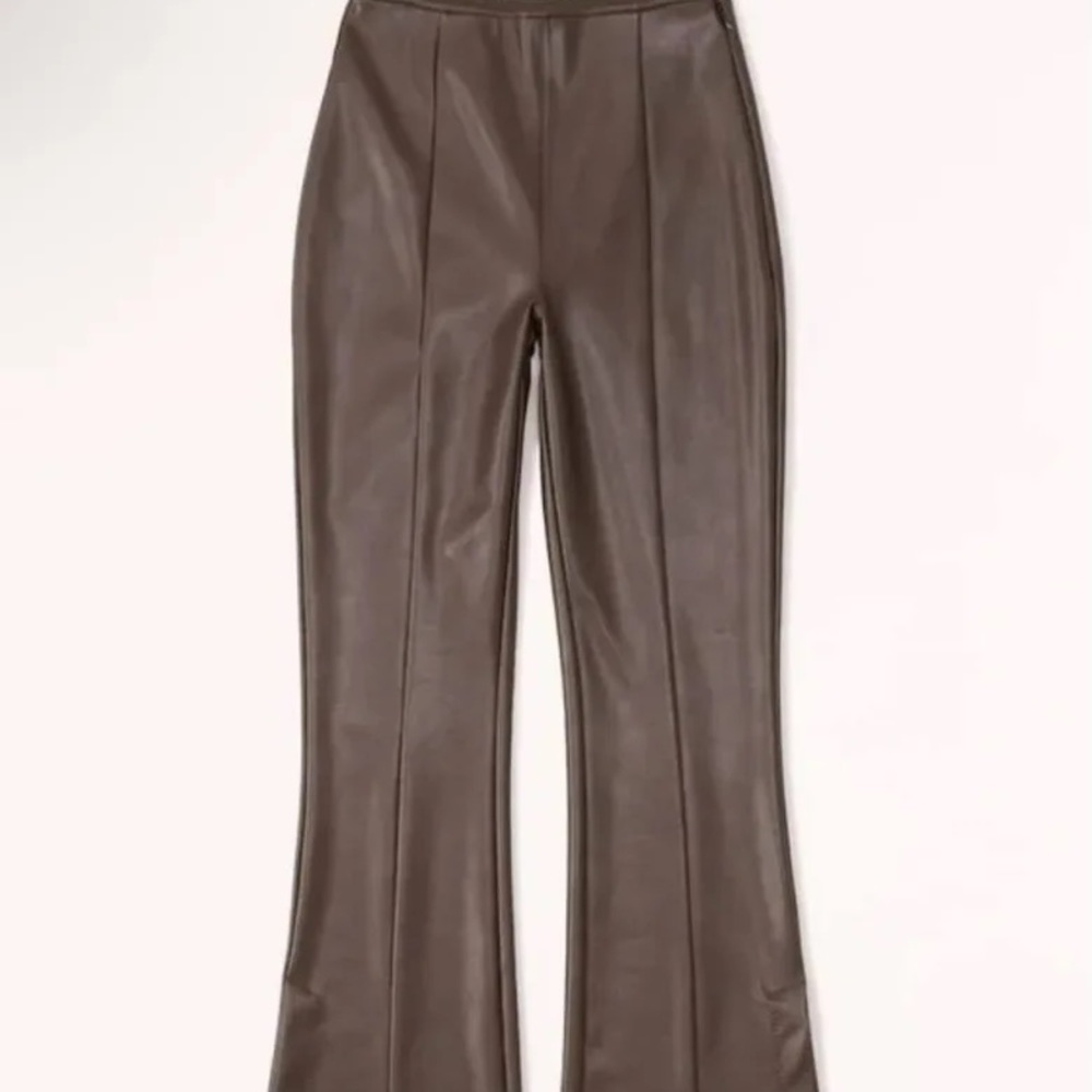 Brown leather flare pants